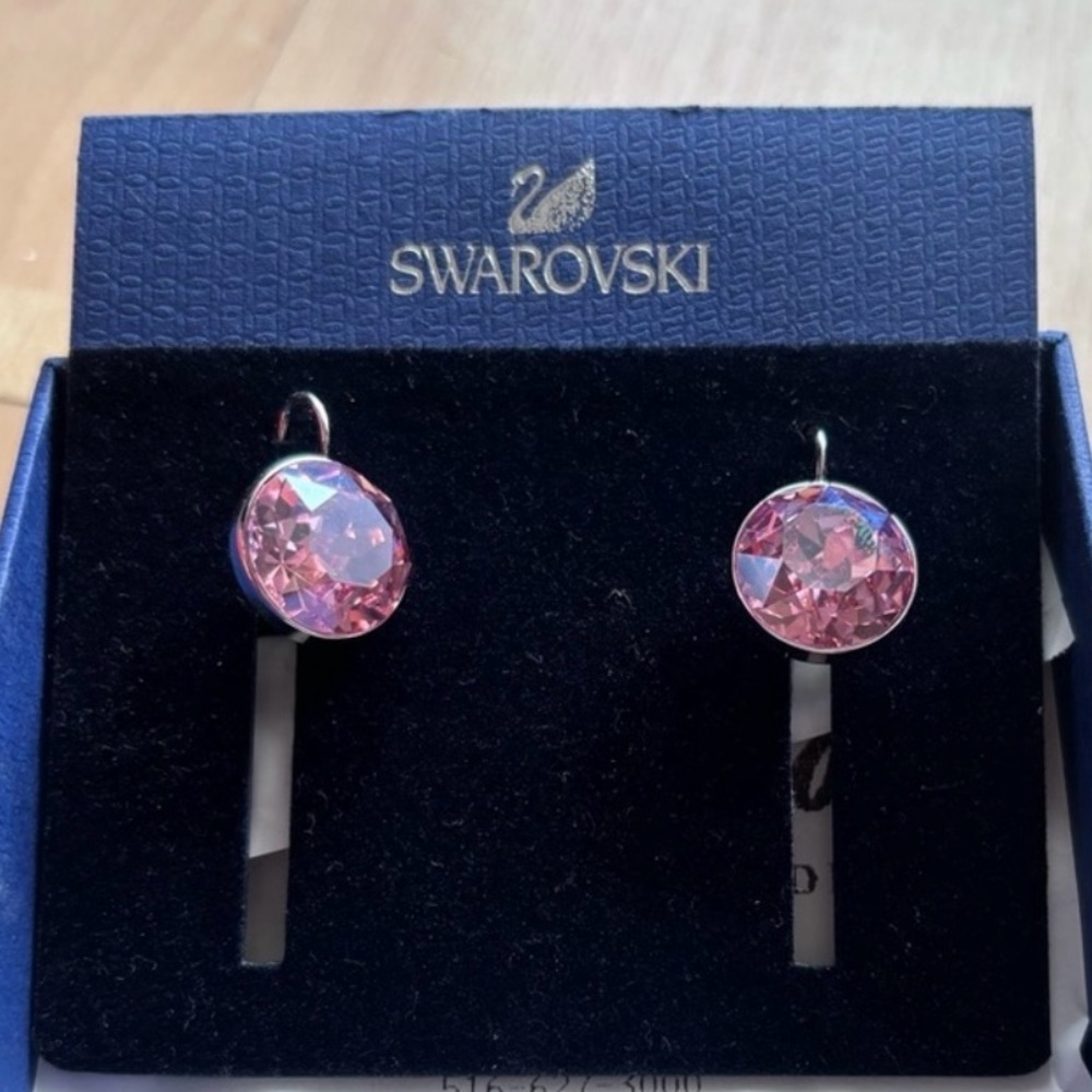 RARE FIND, LARGE, Authentic Swarovski Bella Drop Earrings, Light Pink. BNIB.